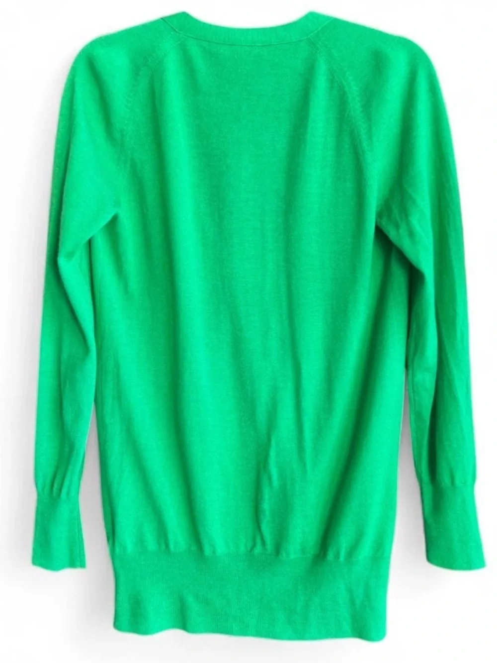 J. Crew Merino Wool Green V-Neck Button Cardigan